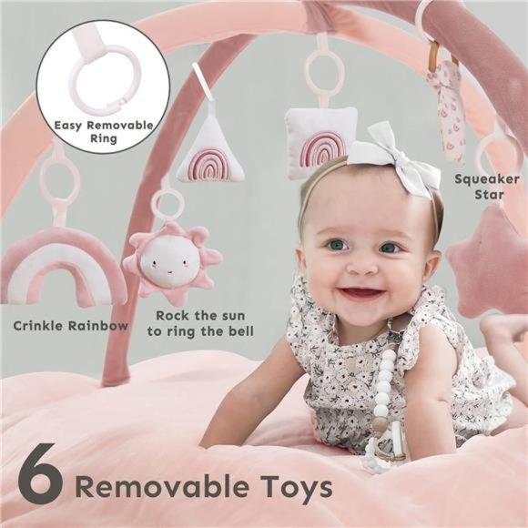 5-in-1 Thick & Plush Baby Play Gym, Baby Play Mats for Floor, Tummy Time Mat - Picture 3 of 6